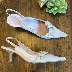 Anne Klein | Pointed Toe Slingback Kitten Heels – Blush/Ivory, Size 8.5M